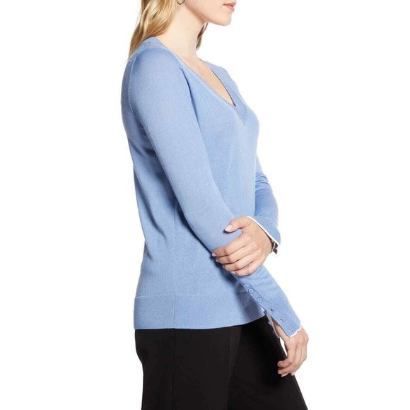 1901 V-Neck Merino Wool Blend Sweater Size XS - Picture 3 of 6